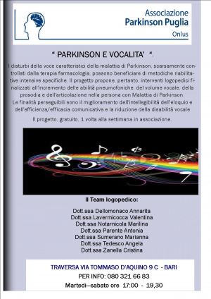 PROGETTO RIABILITATIVO LOGOPEDICO :Parkinson e vocalità