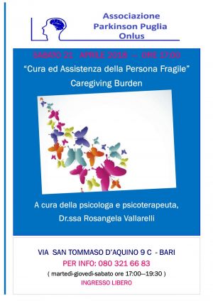 INCONTRO CON LO SPECIALISTA DEL MESE DI APRILE: Cura ed Assistenza della Persona Fragile. Caregiving Burden