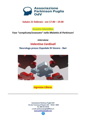 LA FASE COMPLICATA/AVANZATA NELLA MALATTIA DI PARKINSON  21 febbraio